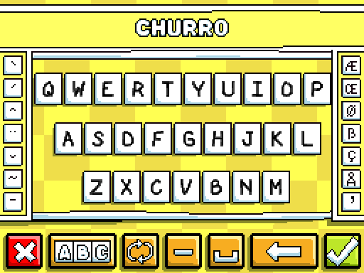 Screen capture of the Scribblenauts touch screen keyboard.